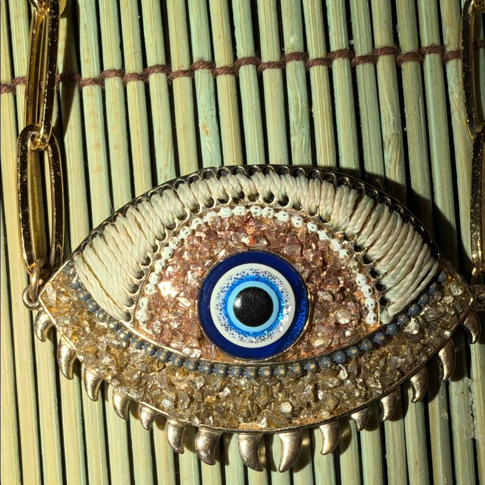 Gold Evil Eye Necklace and Bracelet/Ring Set - Picture 3 of 10